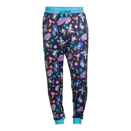 Briefly Stated Men's Rick and Morty Performance Fabric Jogger Loungepants (X-Large) Navy Blue