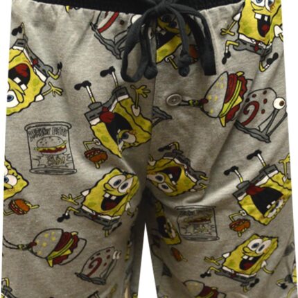 Briefly Stated Mens Nickelodeon SpongeBob Ready to Go to Work Long Sleep Shorts (X-Large), Grey